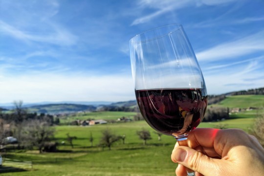 Kreuz Schlosswil Glas Wein Isabelle Berger