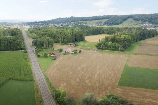 Blick von Allmendingen Richtung Hueenliwald und Guemligen – Foto 