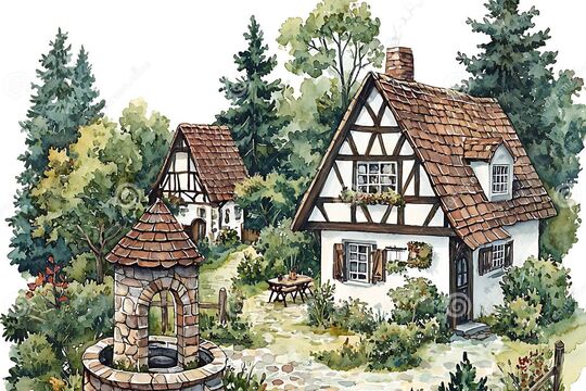 charming-watercolor-painting-fairytale-village-stone-well-timbered-houses-whimsical-depicting-scene-illustration-368432356.jpg