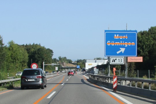 A6 Anschuss Muri - Ausfahrt gesperrt kl